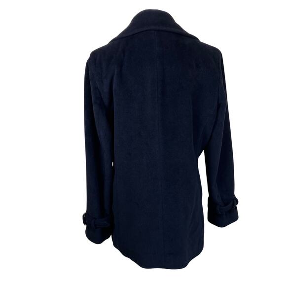 Dana Buchman Sz 6-8 Vtg Angora-Wool Blend Classic Double Breasted Peacoat Black - Picture 7 of 16